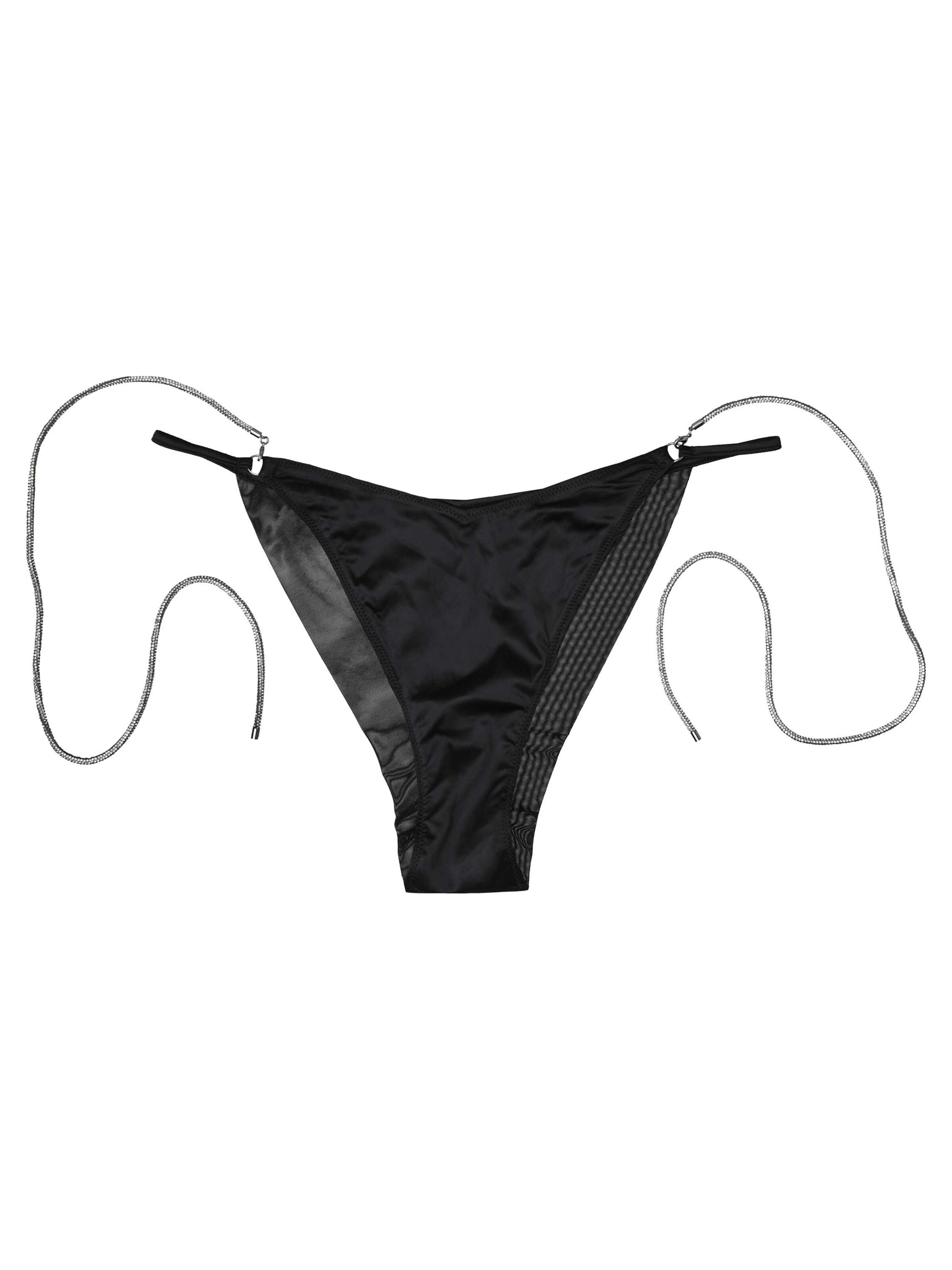 Panty 'String Onyks, Satin Optik, mit Baumwollzwickel, normale Leibhöhe M' di ESOTIQ in nero