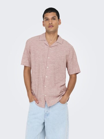 Only & Sons Regular fit Overhemd 'Caiden' in Bruin: voorkant