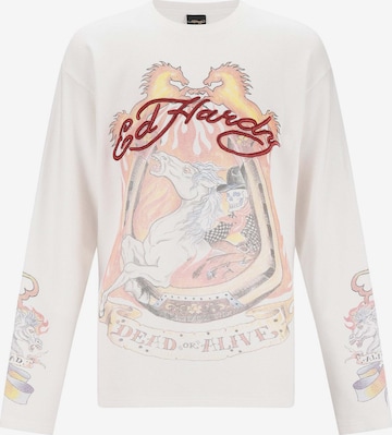 Ed HardySweater majica 'Ride Into Hell' - bijela boja: prednji dio