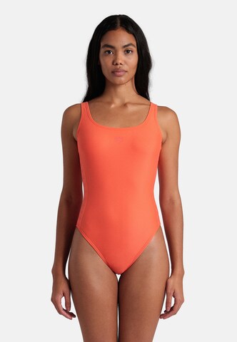 ARENA Korzet Jednodielne plavky 'TEAM STRIPE' - oranžová: predná strana