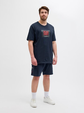 mėlyna Jack & Jones Plus Marškinėliai 'JJHUDSON'