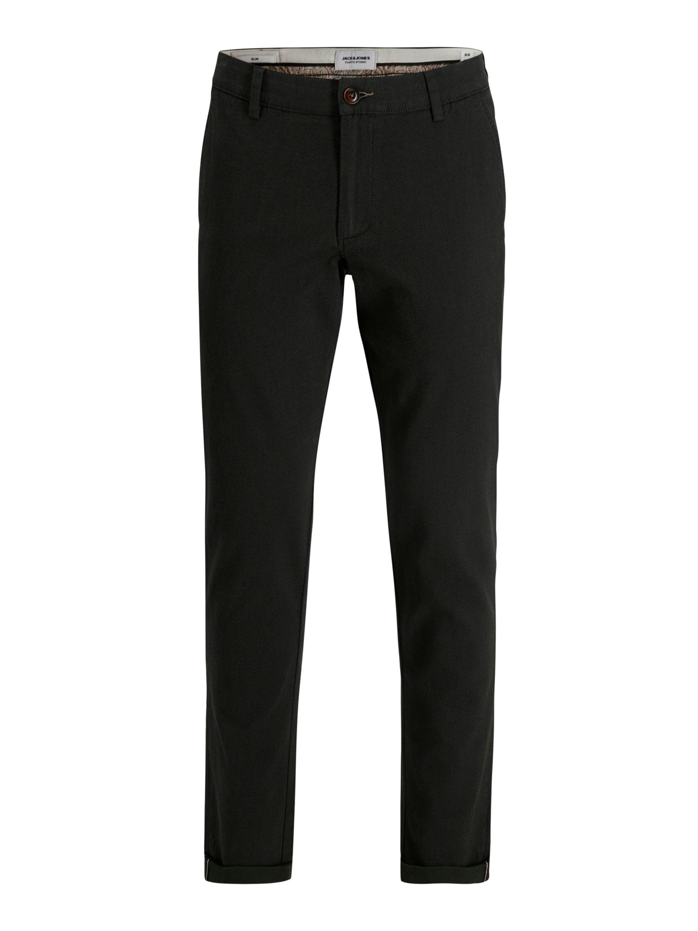 JACK & JONES Lærredsbukser 'JJMarco' i sort: forside