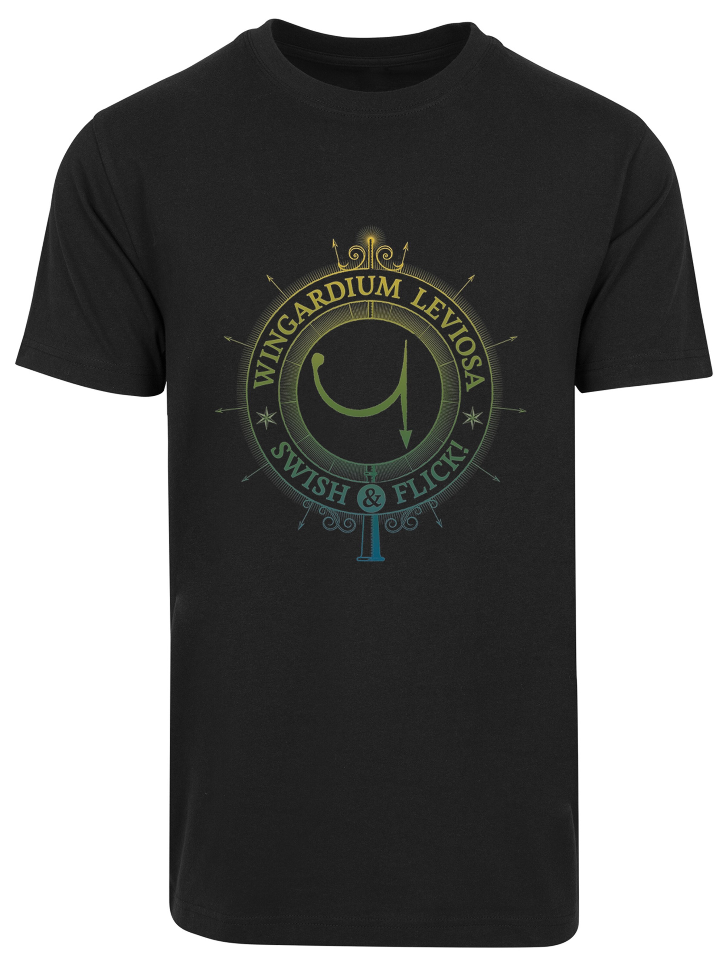 F4NT4STIC Shirt 'Harry Potter Spells Charms' in Zwart: voorkant