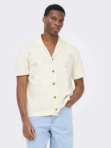 Only & Sons Comfort fit Button Up Shirt 'Jam' in White: front