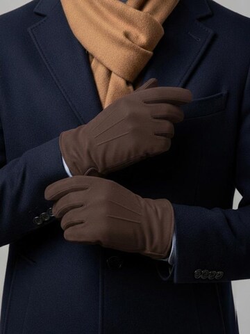 Suitable Full Finger Gloves in Brown: front