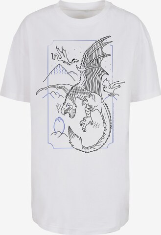 F4NT4STIC Shirt 'Harry Potter Dragon Line Art' in Wit: voorkant