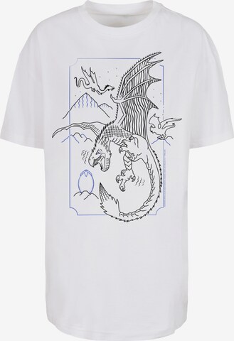 F4NT4STIC T-Shirt 'Harry Potter Dragon Line Art' in Weiß: predná strana