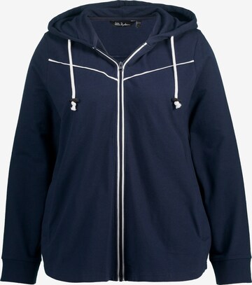 Ulla Popken Zip-Up Hoodie in Blue: front