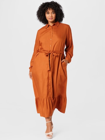 ABOUT YOU Curvy Blousejurk 'Tamina' in Bruin: voorkant