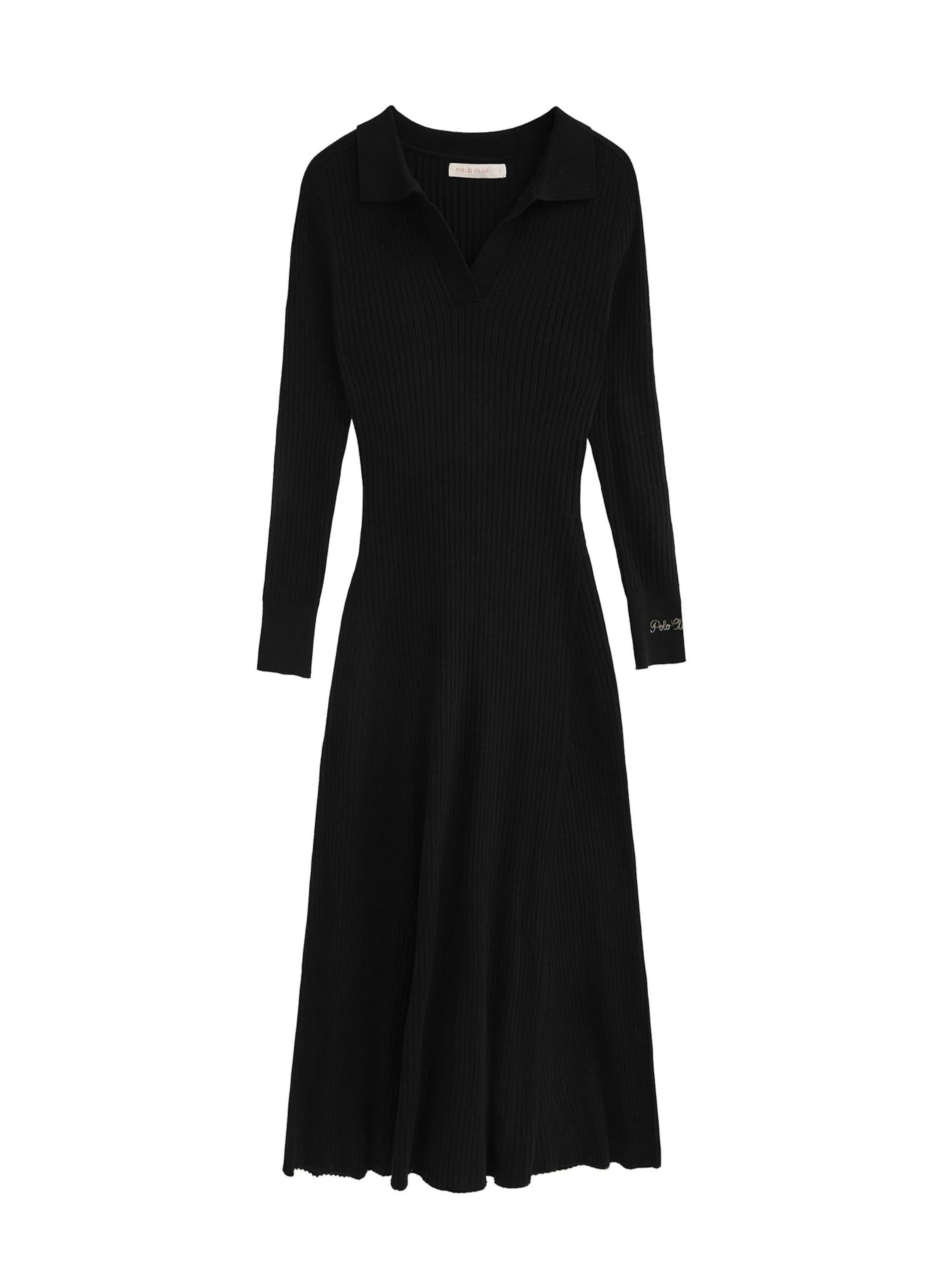 Polo Club Strickkleid in Schwarz: Vorderseite