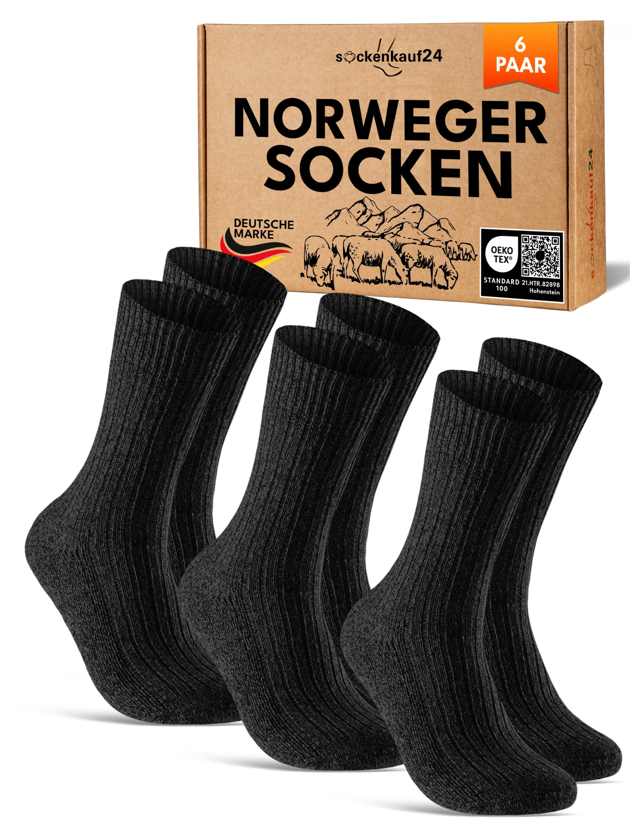 sockenkauf24 Socks 'Norweger Wollsocken' in Black: front