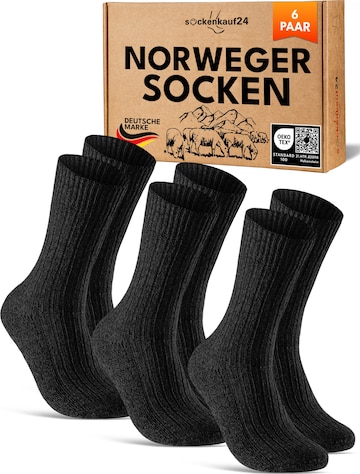 sockenkauf24 Skarpety 'Norweger Wollsocken' w kolorze czarny: przód