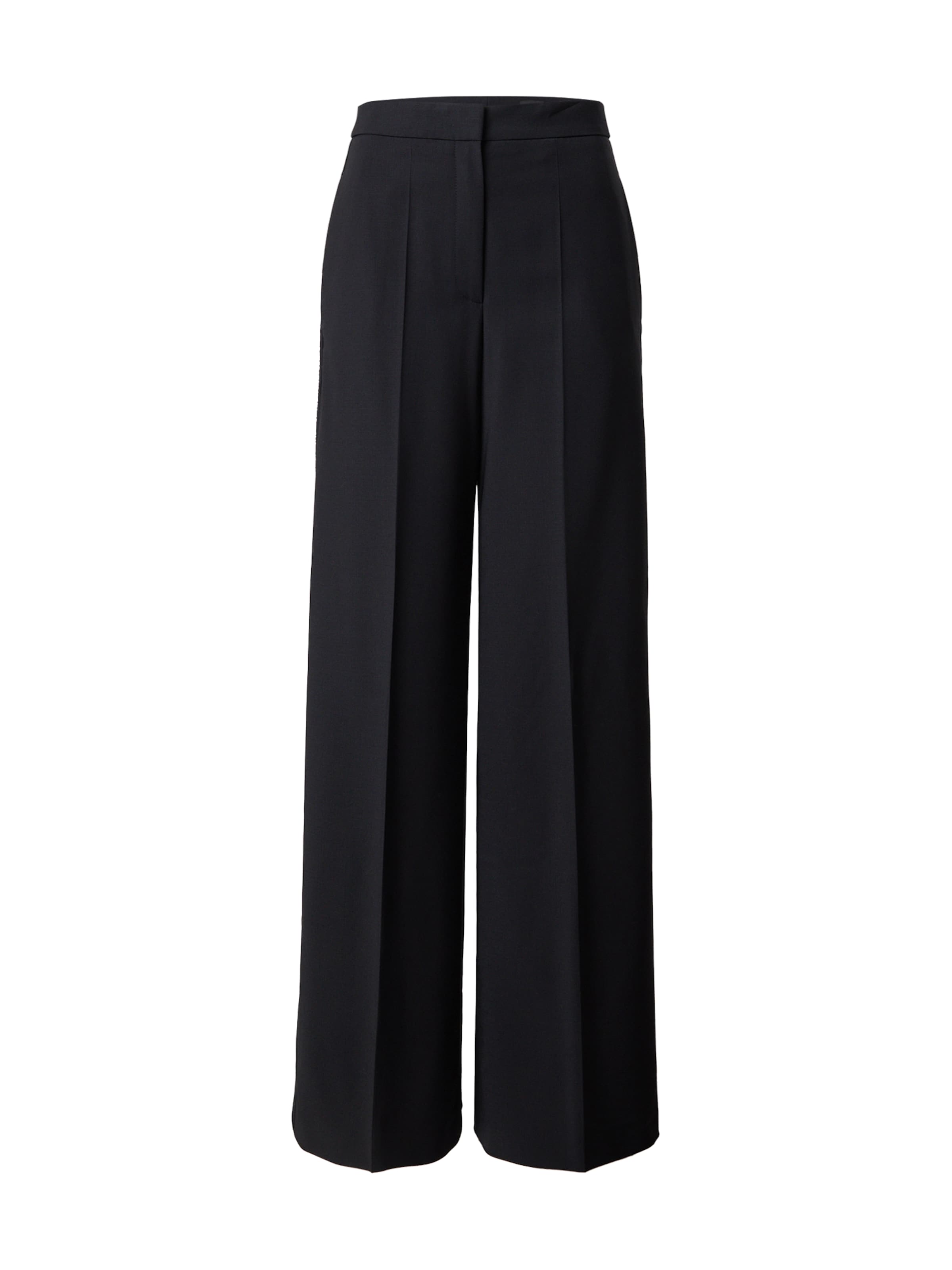 Wide leg Pantaloni con piega frontale &#x27;Tekiranian&#x27; di BOSS in nero: frontale