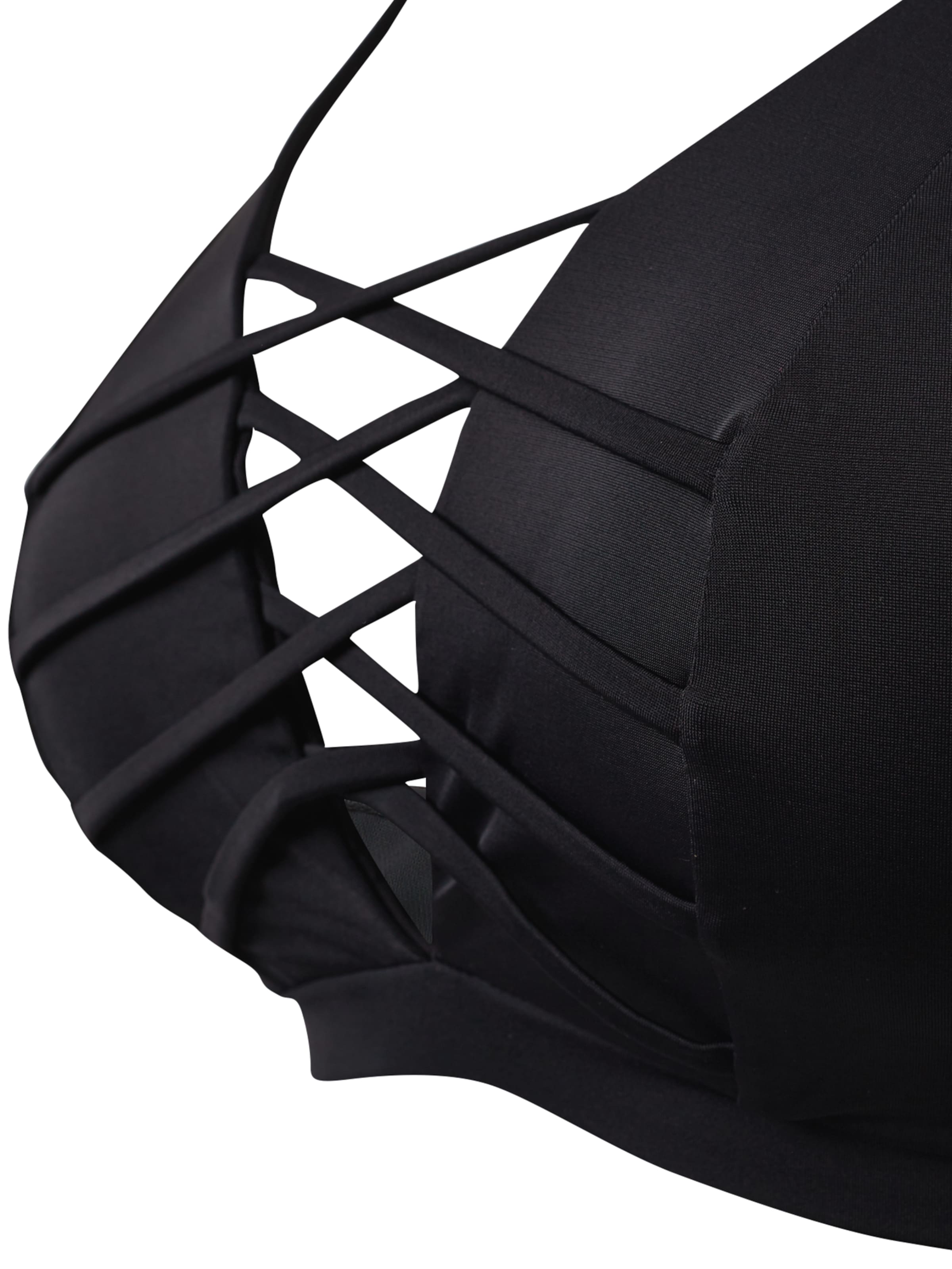 Swim by Zizzi T-shirt Bikini top 'Stris' in Black