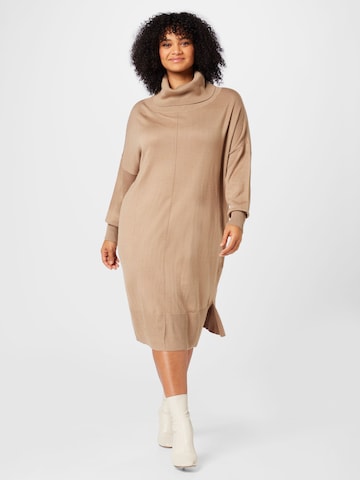 Fransa Curve Jurk in Beige: voorkant