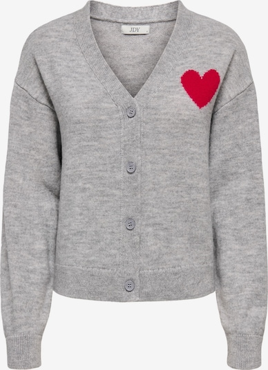 JDY Strickjacke 'VITTORIA' in grau / rot, Produktansicht