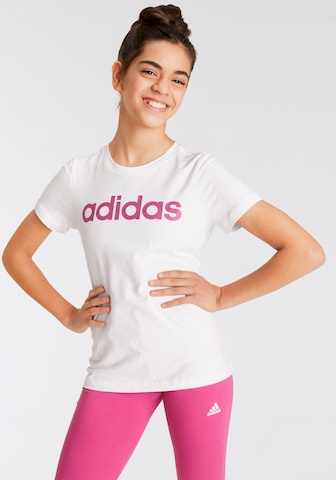 balts ADIDAS SPORTSWEAR Sporta krekls 'Essentials Linear Logo   Fit': no priekšpuses