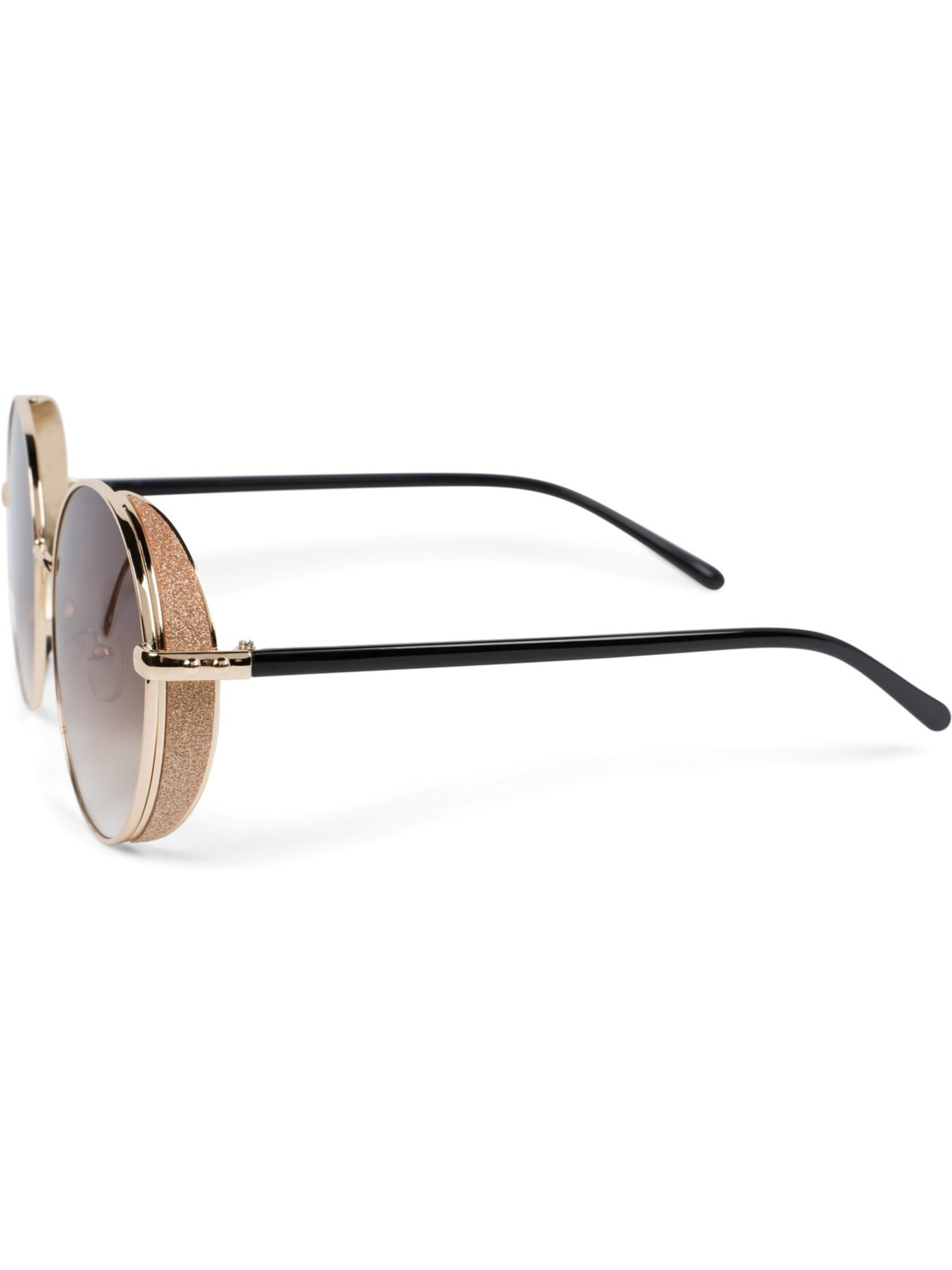 styleBREAKER Sonnenbrille 'Runde Sonnenbrille mit Glitzer Side Shield'‌‌‌‌‌‌ in Braun