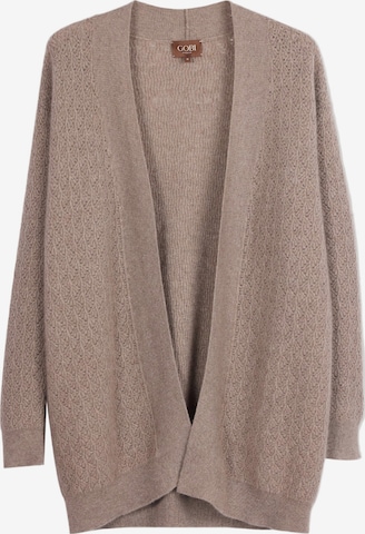 GOBI Cashmere Neuletakki 'Ajour Knit Open-Front Cashmere Cardigan' värissä harmaa: etupuoli