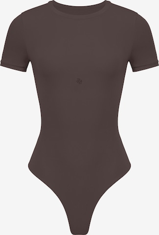 GOD SAVE QUEENS Body 'Second Skin T-Shirt Bodysuit' – hnědá: přední strana