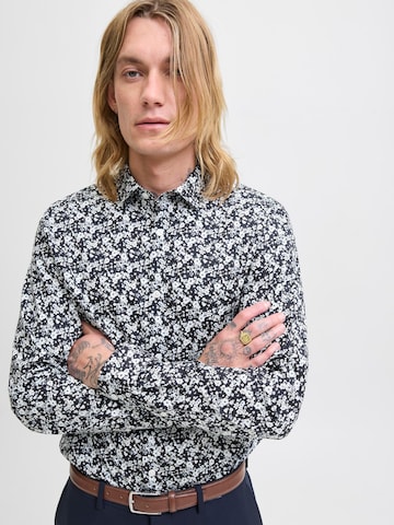 JACK & JONES Regular fit Button Up Shirt 'JPRBl A Black Pool' in Blue