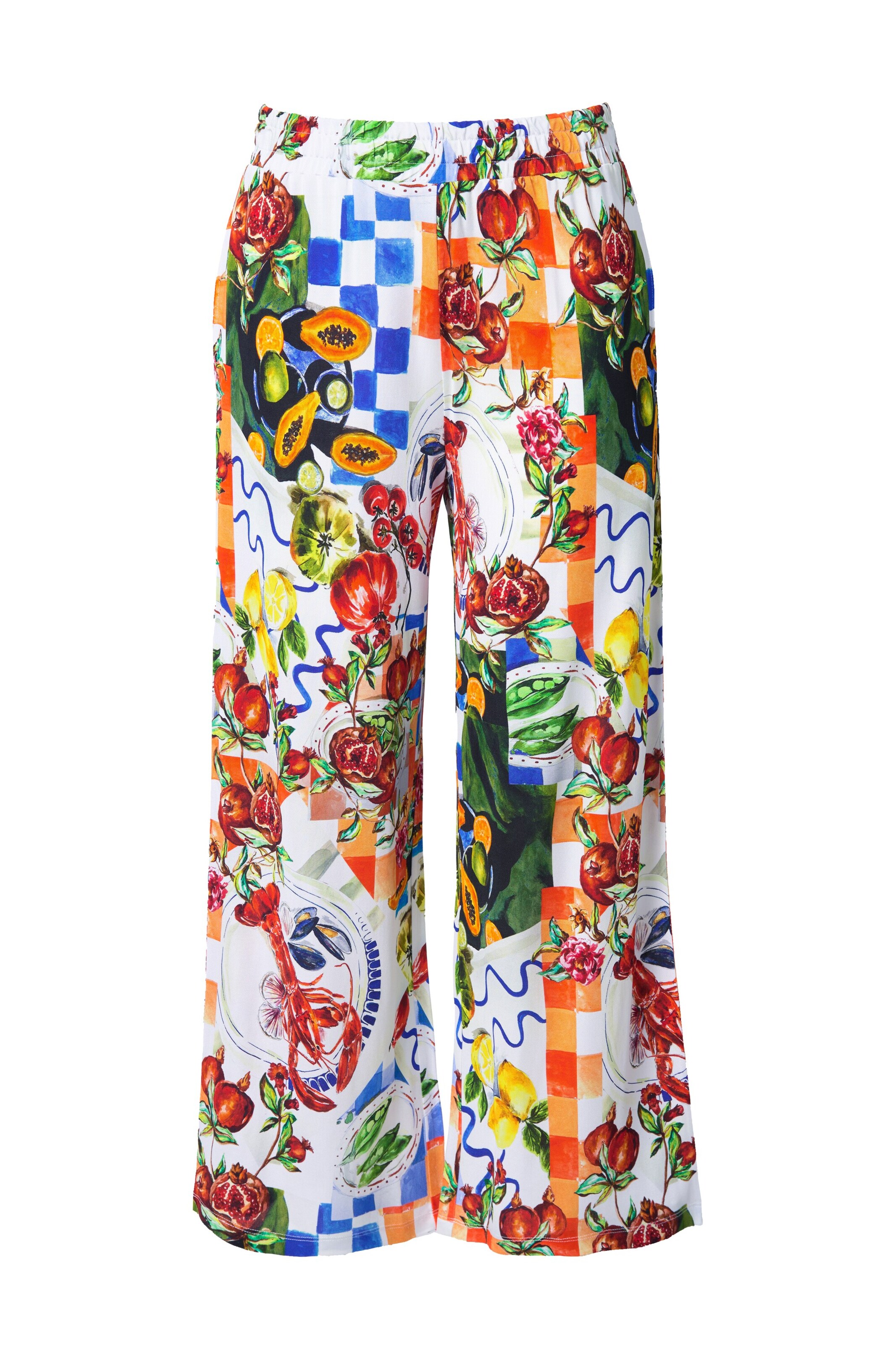 Ulla Popken Wide leg Broek in Wit: voorkant