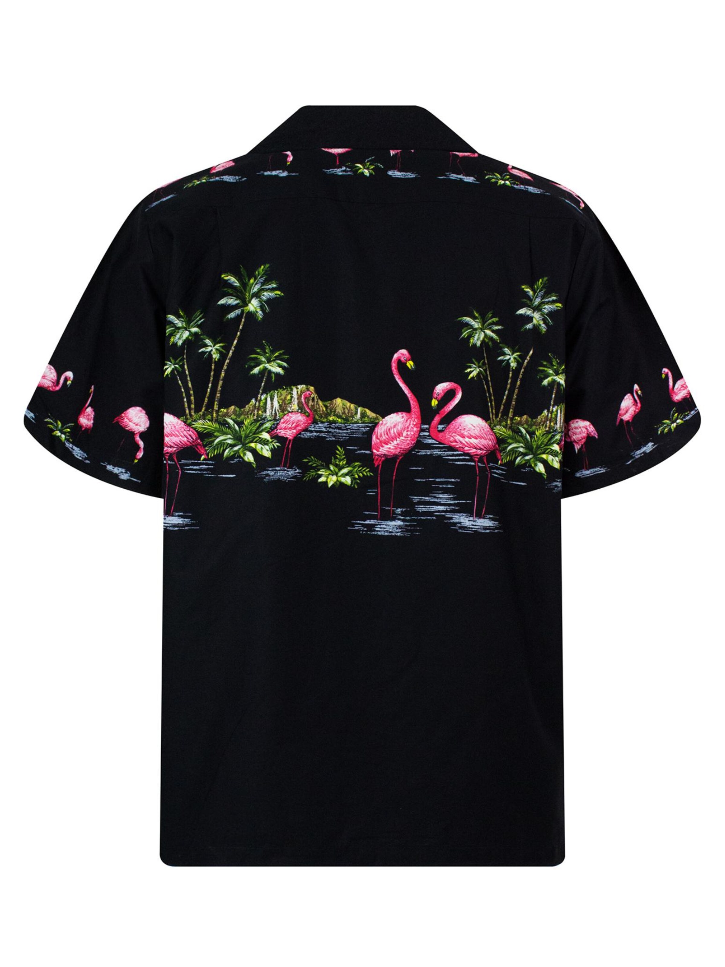 KY's Regular Fit Hemd 'Flamingo Brustdruck'‌‌‌‌‌‌‌ in Schwarz