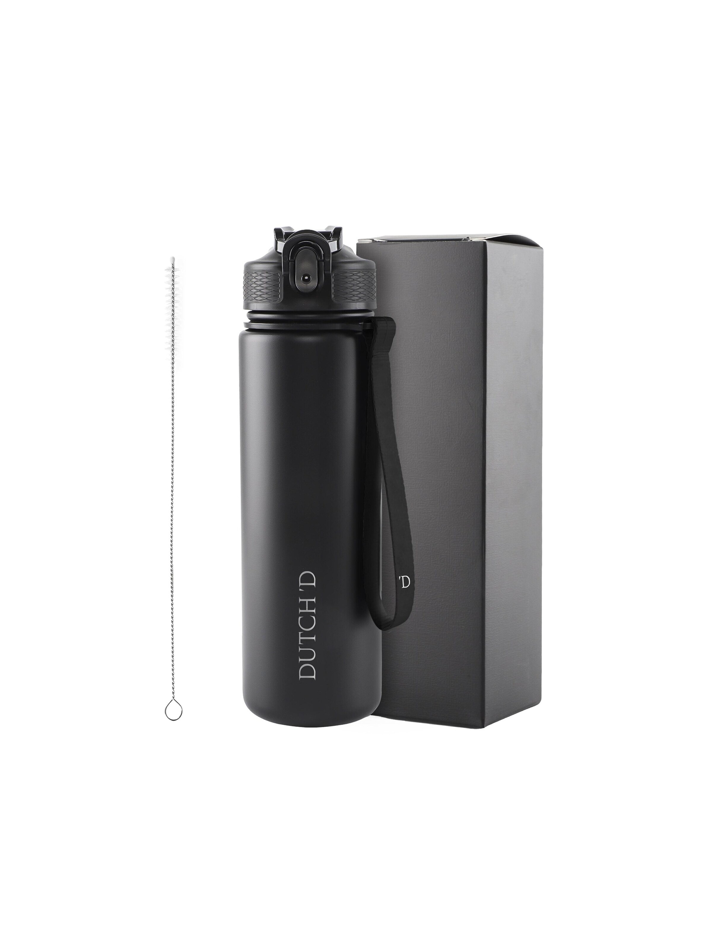 Dutch'D Drinking bottle 'Straw Thermo' in Black