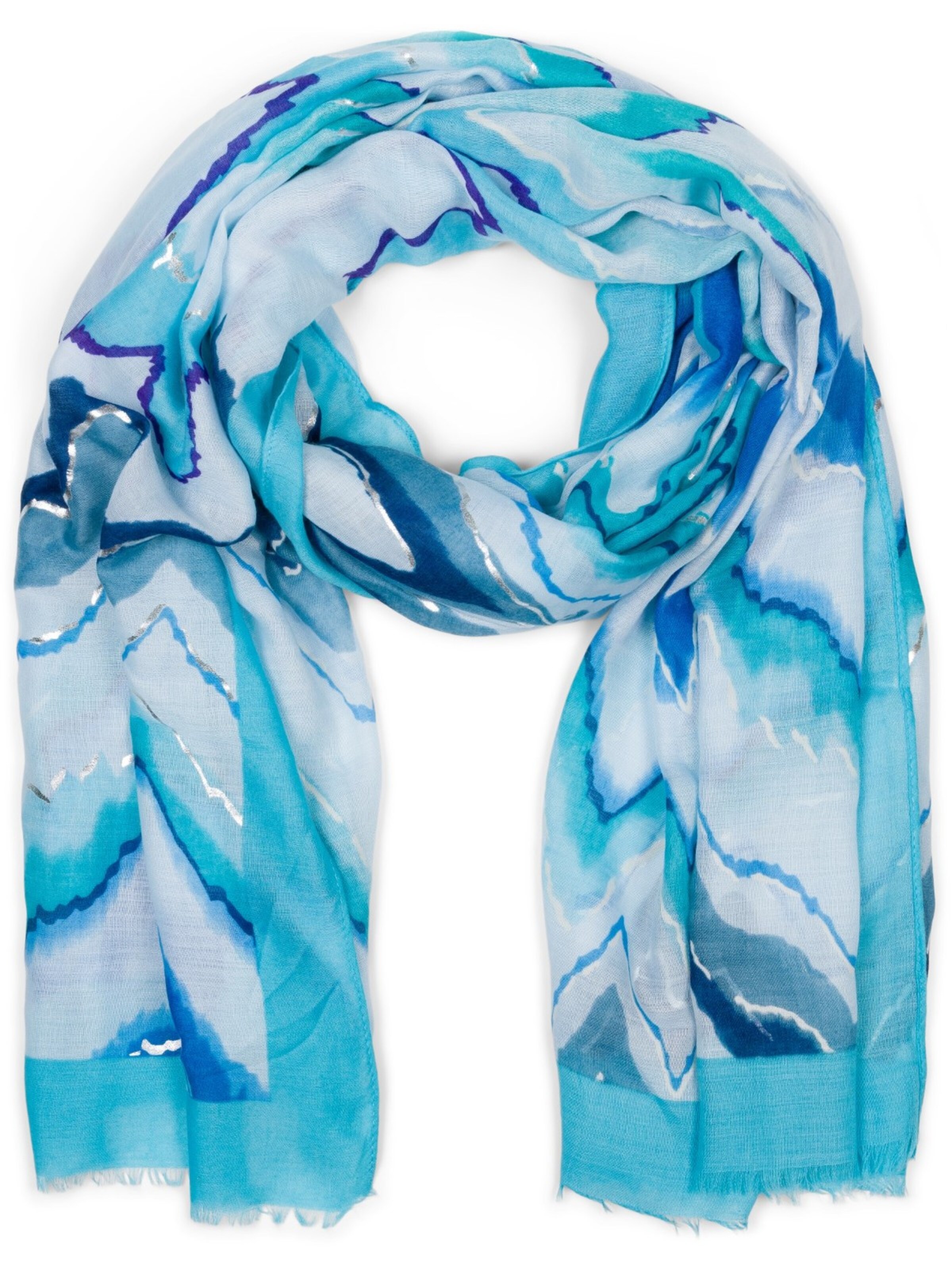 styleBREAKER Scarf 'Leichter Schal mit Zick-Zack Muster' in Blue: front