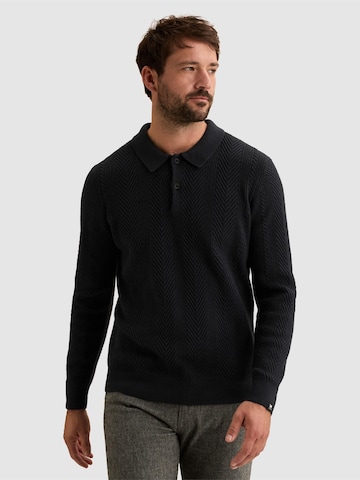 VANGUARD Pullover 'Pullover with polo collar and herringbone texture' i blå: forside