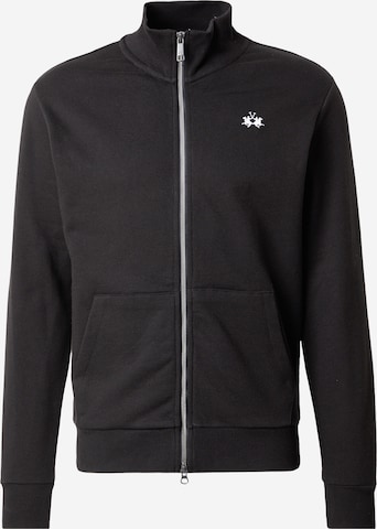 La Martina - Sudadera con cremallera en negro: frente