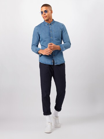 Coupe slim Chemise TOM TAILOR DENIM en bleu