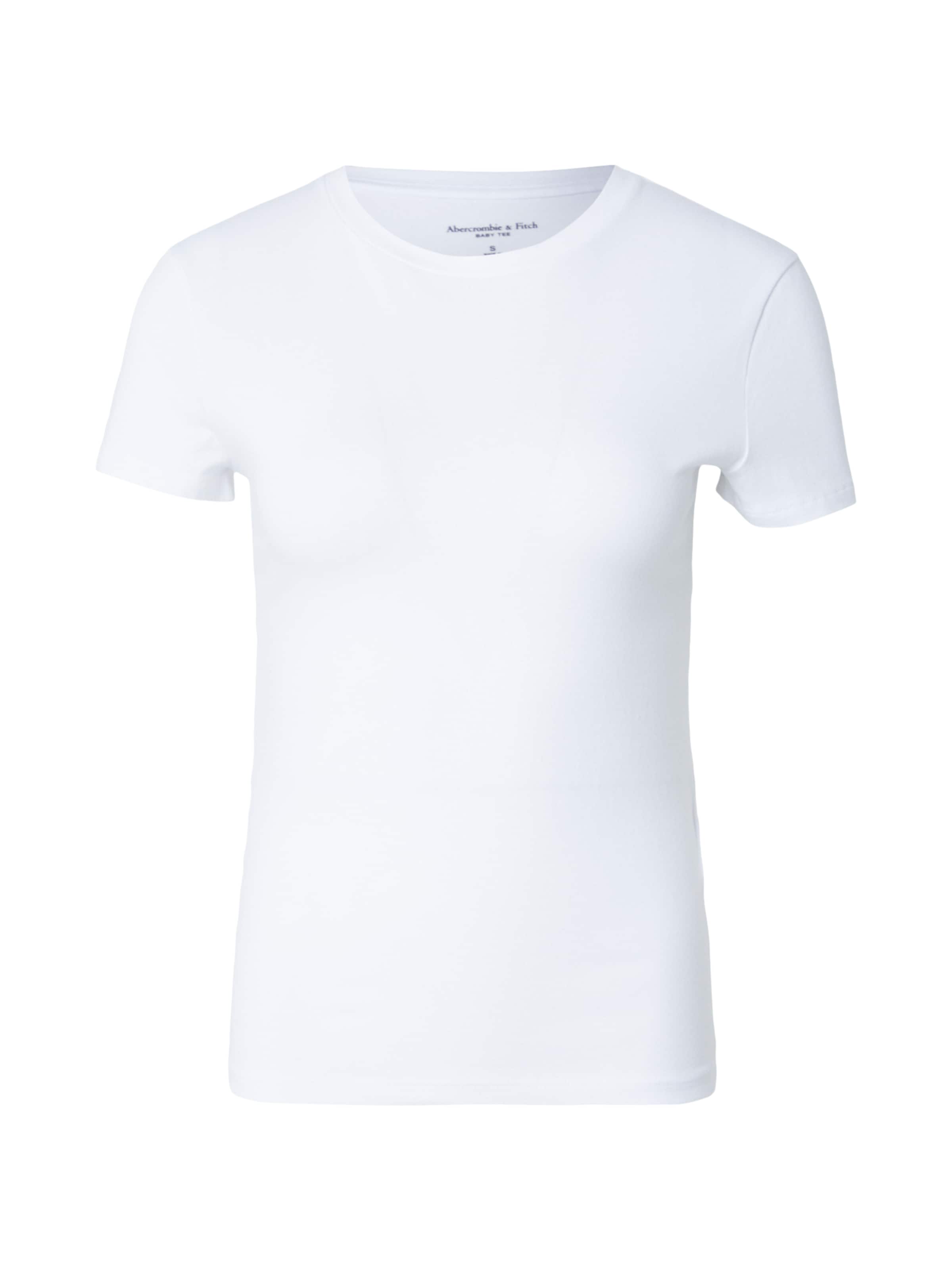 Abercrombie & Fitch Тениска в бяло: отпред