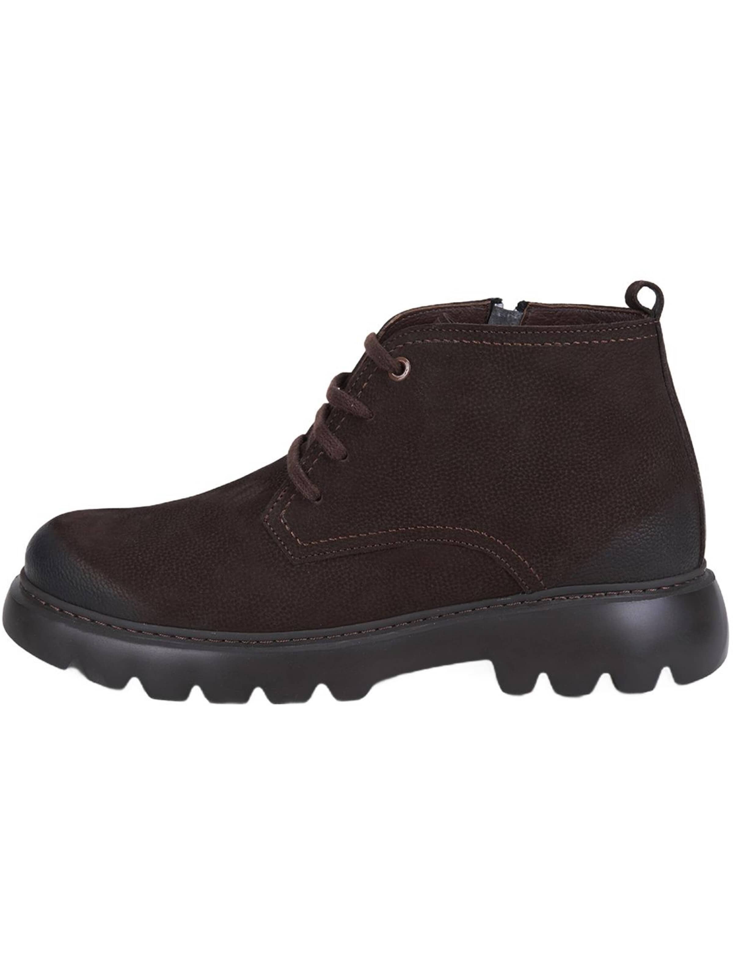 Desa Boots 'DESA Herren-Ankle-Boots aus braunem Leder mit Reißverschluss und runder Zehenpartie' in Brown: front