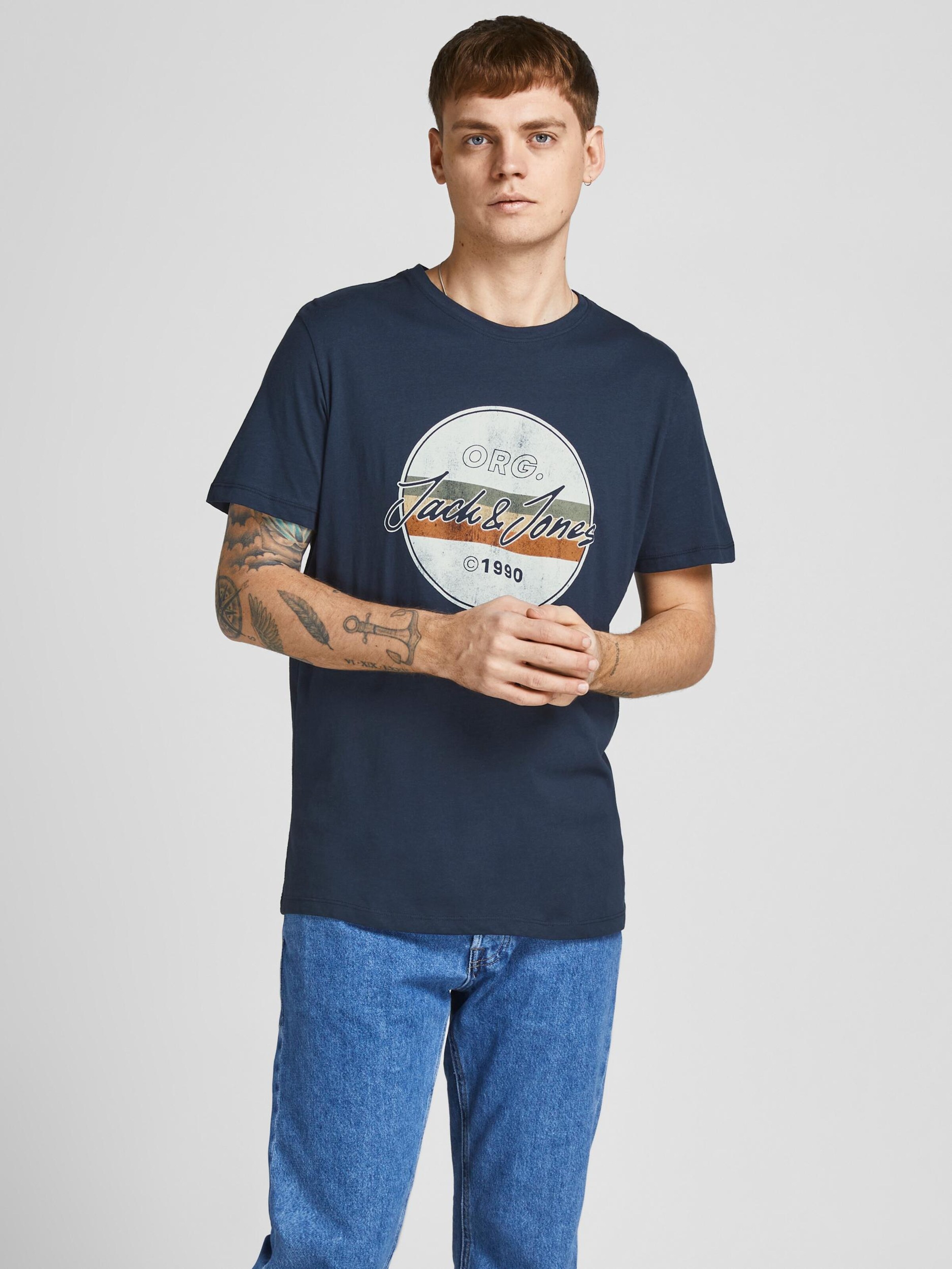 Männer Shirts JACK & JONES T-Shirt 'Brady' in Nachtblau - GH82804