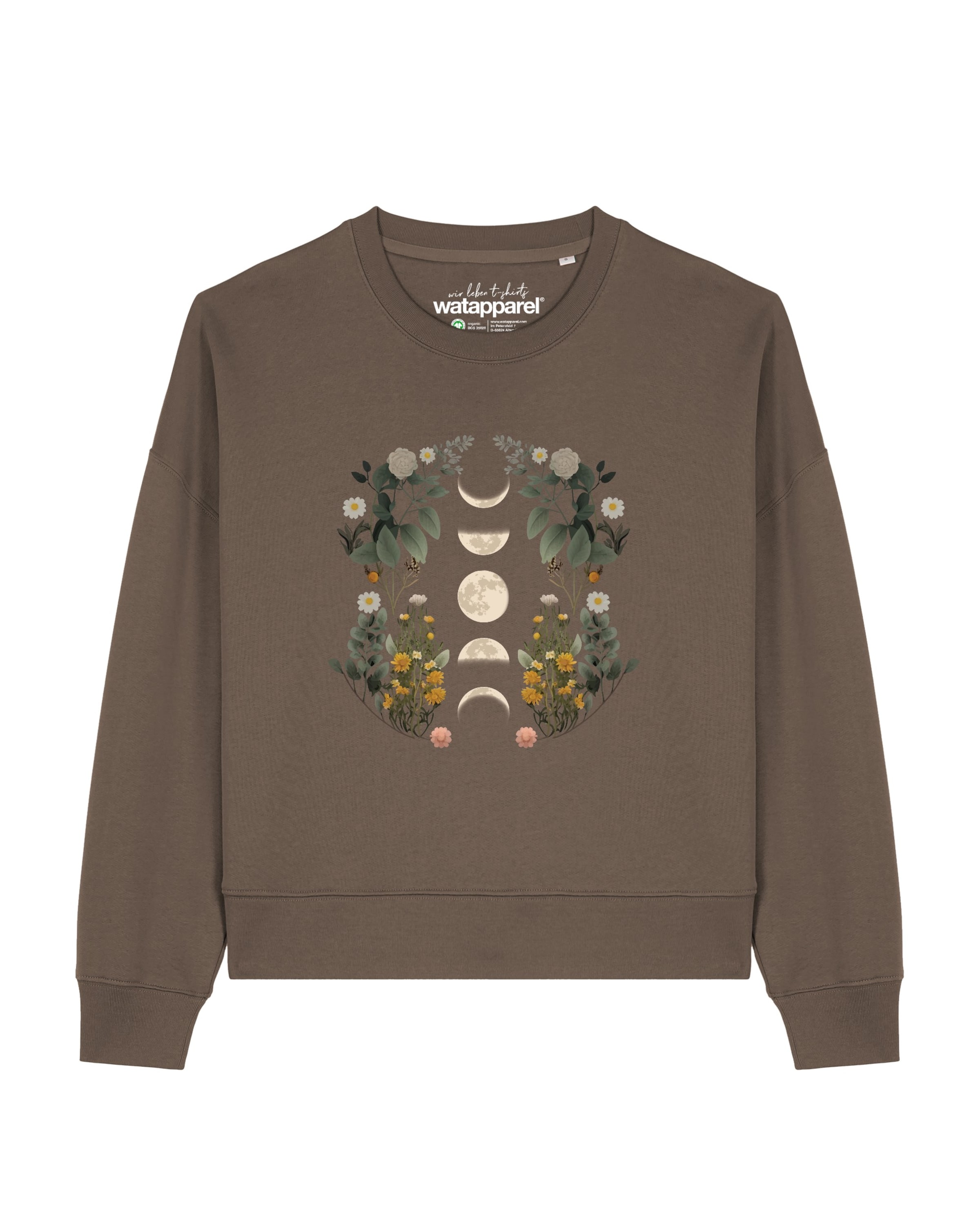 Sweat-shirt 'Moonphases & Flowers' Watapparel en marron : devant