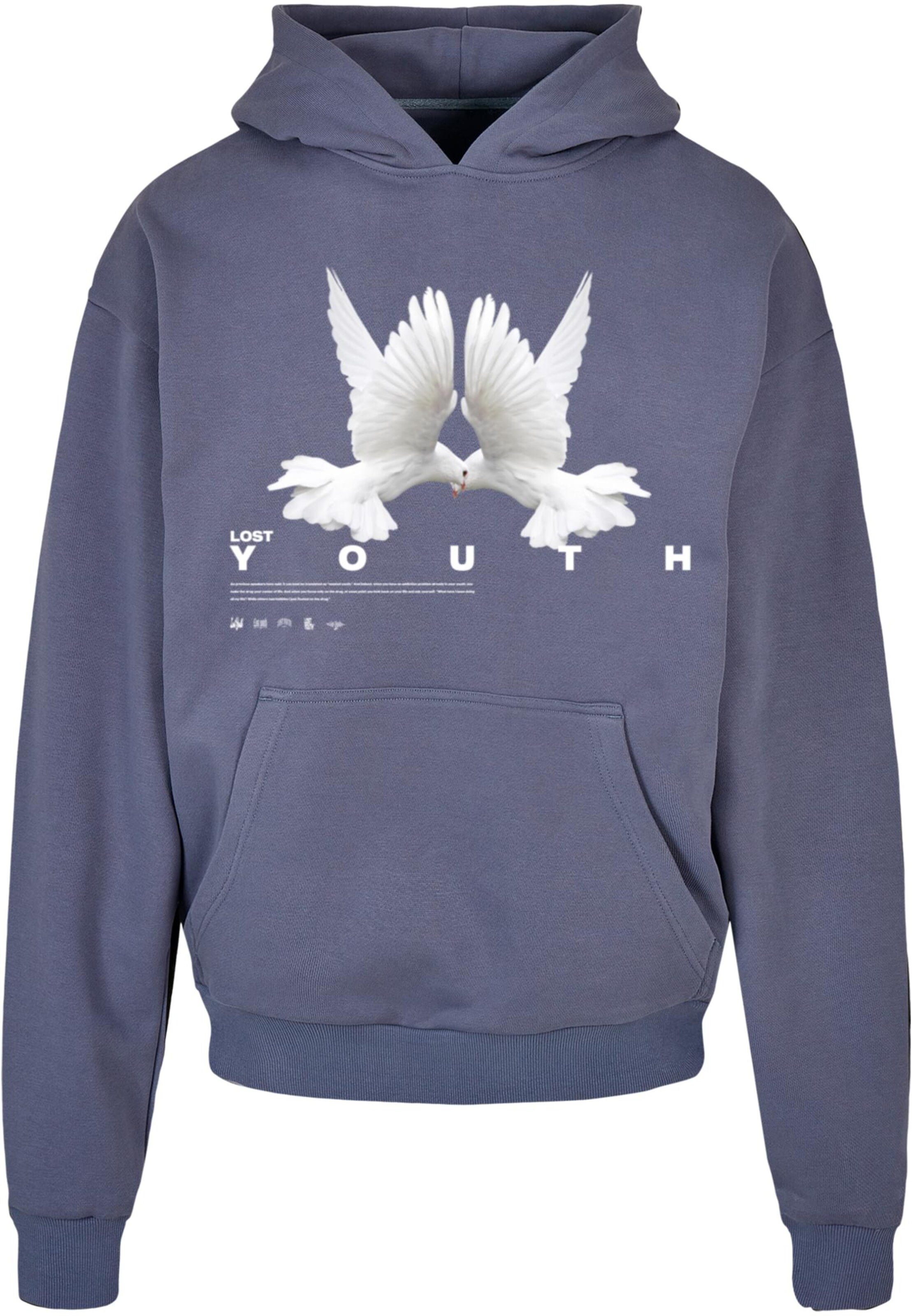 Lost Youth Μπλούζα φούτερ 'DOVE' σε μπλε: μπροστά