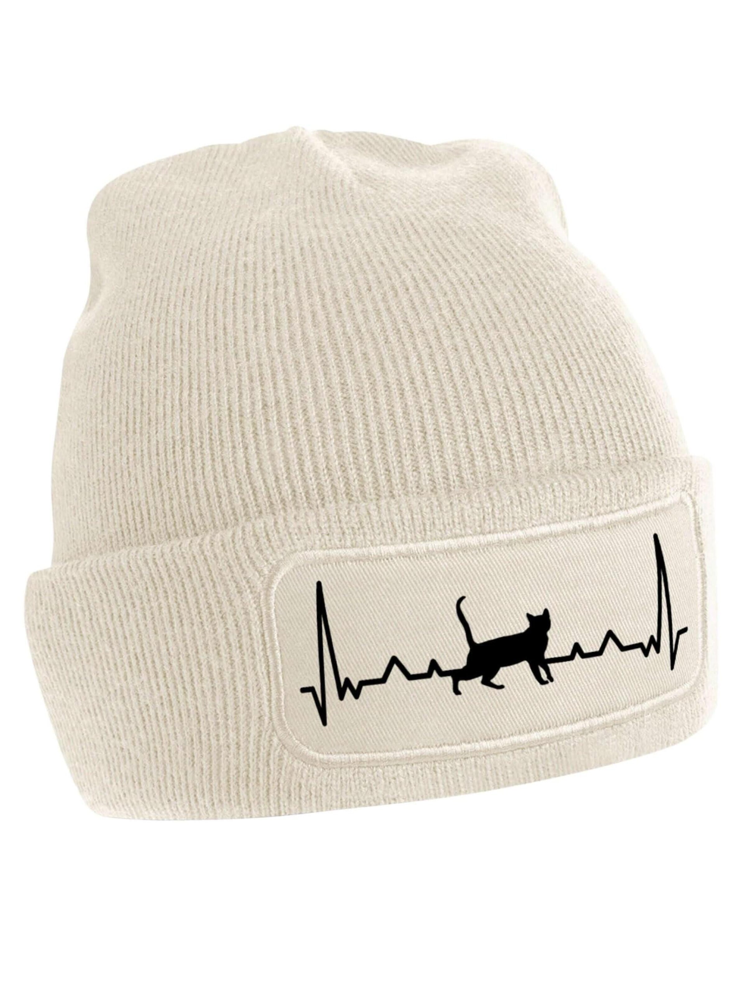 Youth Designz Beanie 'Heartbeat Katze' in Beige