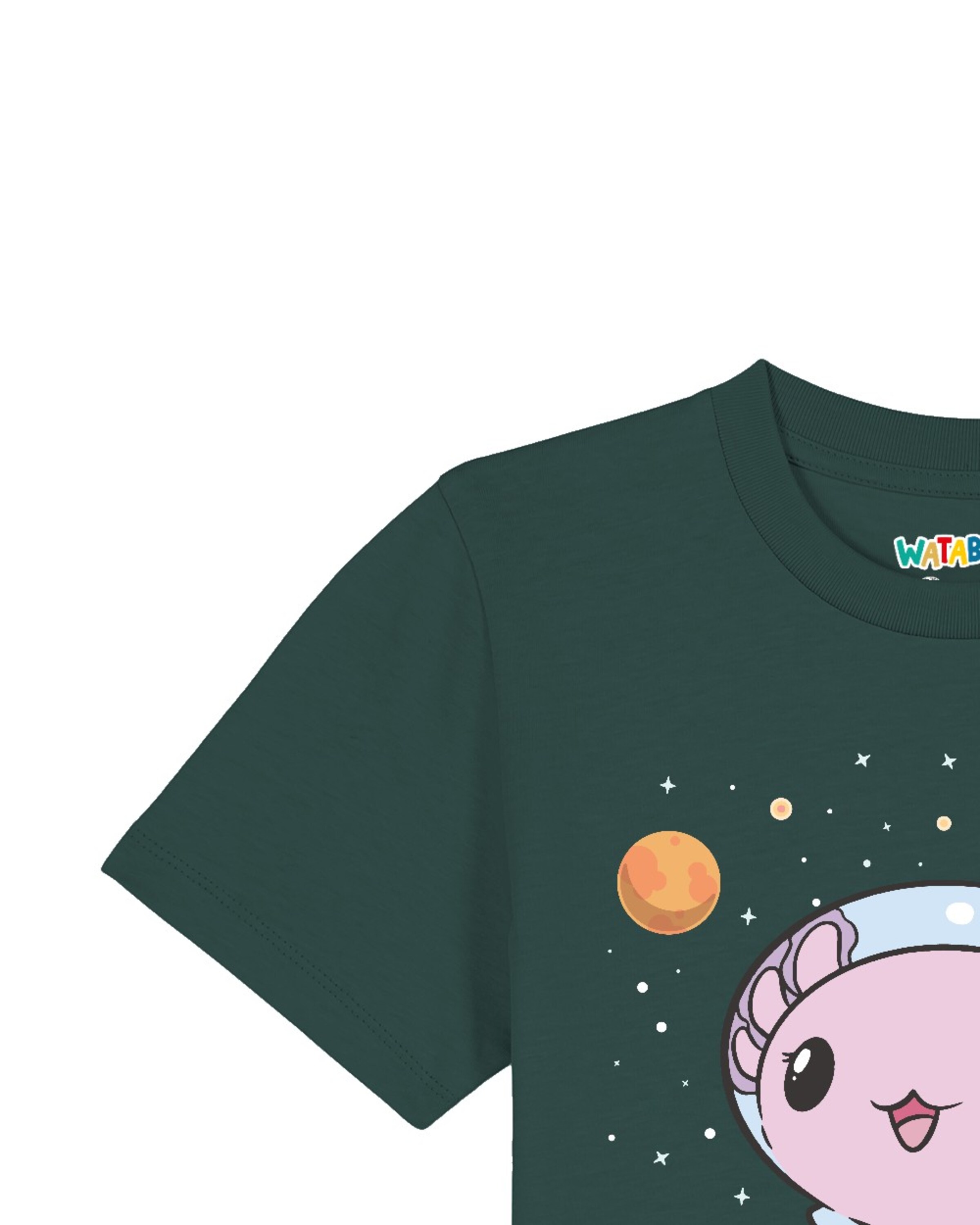 T-Shirt ' Axolotl in space ' watabout.kids en vert