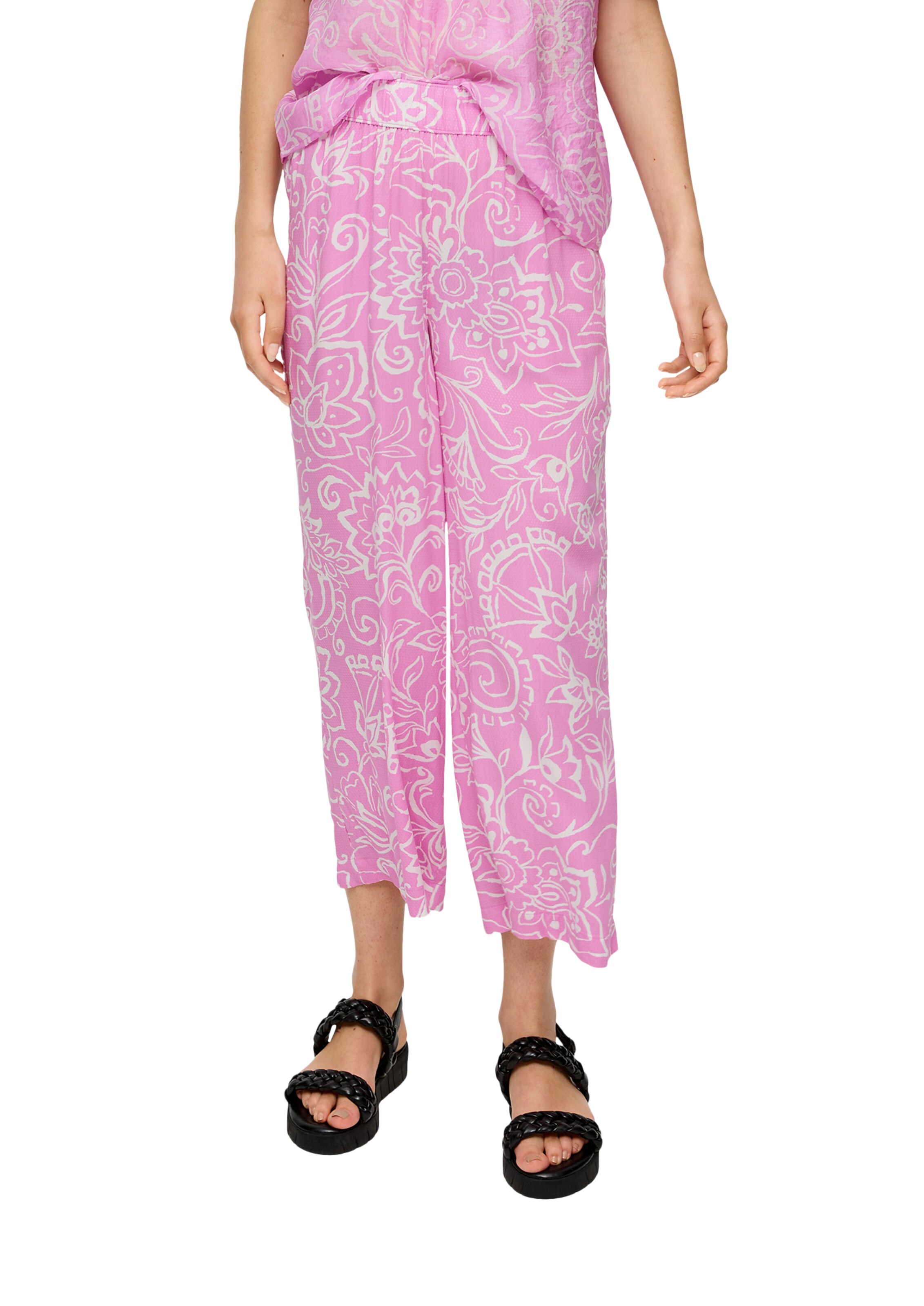 s.Oliver Široke hlačnice Hlače | roza barva: sprednja stran