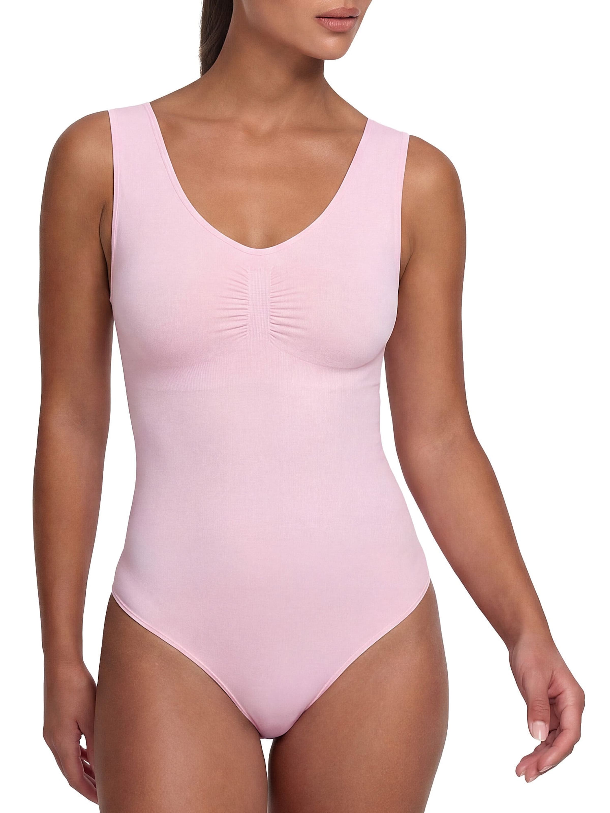 cfab (formerly creamy fabrics) - Body moldeador 'Tank Bodysuit Sculpting Shapewear mit Slip' en rosa: frente