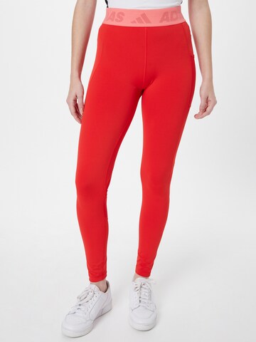 ADIDAS SPORTSWEAR Skinny Workout Pants 'Techfit Badge Of' in Red: front