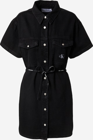 Calvin Klein Jeans Shirt Dress in Black: front