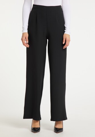 usha BLACK LABEL Wide leg Broek in Zwart: voorkant