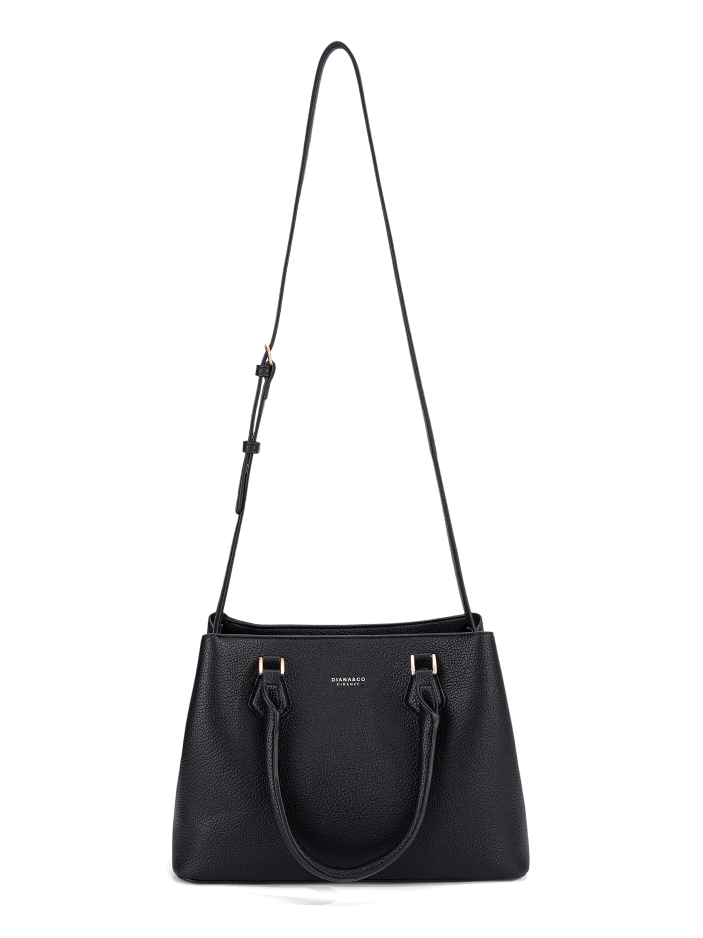 Borsa a mano 'Borsa a Mano Donna Vegan Leather con Tracolla Rimovibile - Diana&Co' di Diana&Co. in nero