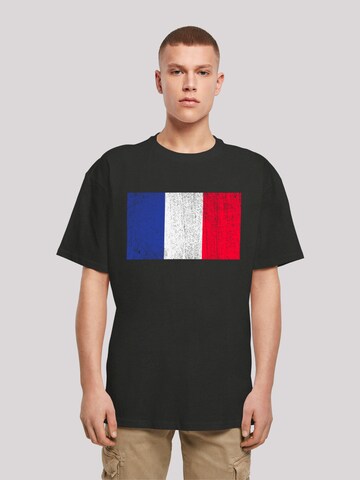 F4NT4STIC Shirt 'France Frankreich Flagge distressed' in Zwart: voorkant