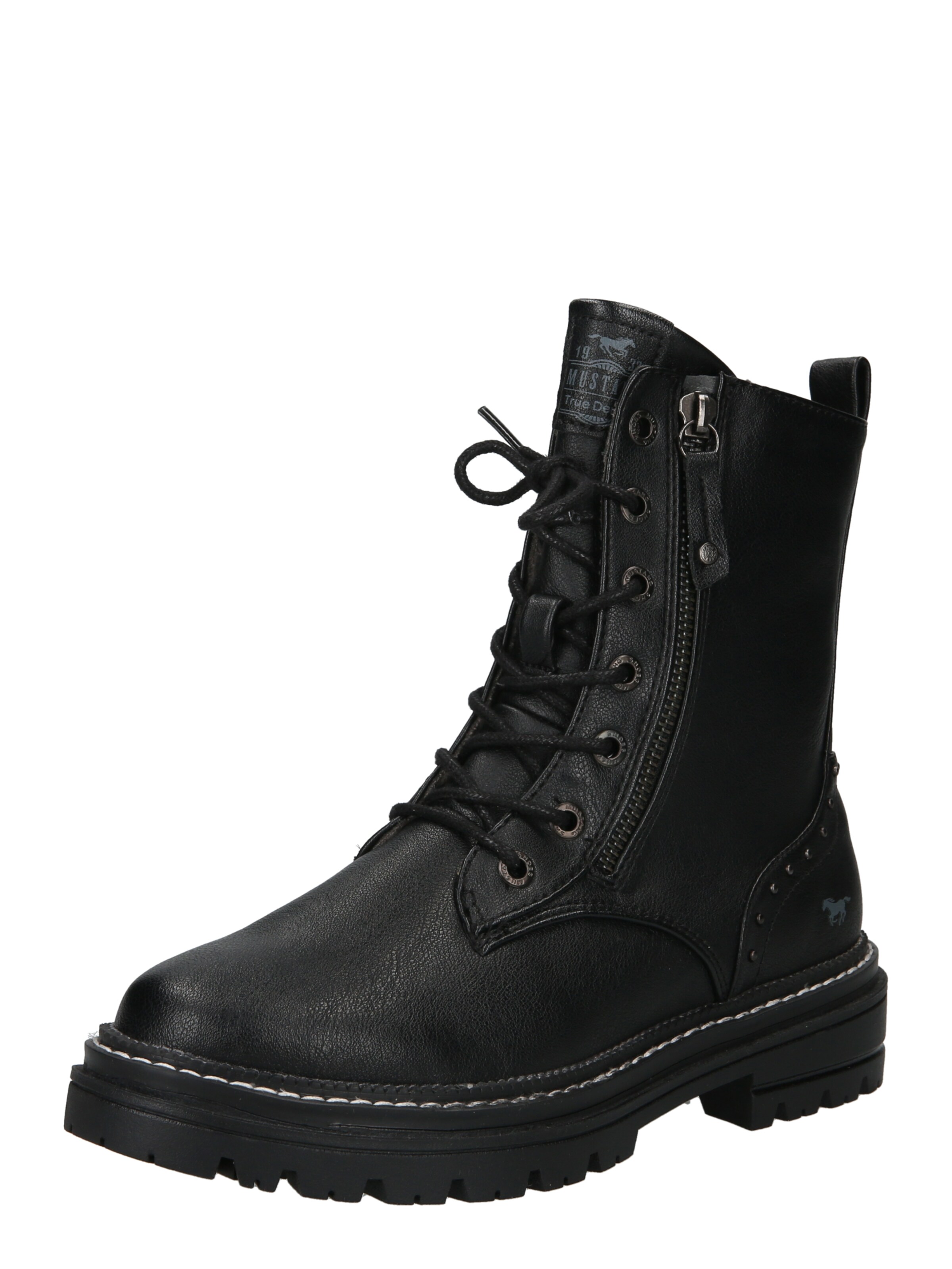 MUSTANG Schnürstiefelette in Schwarz: Vorderseite