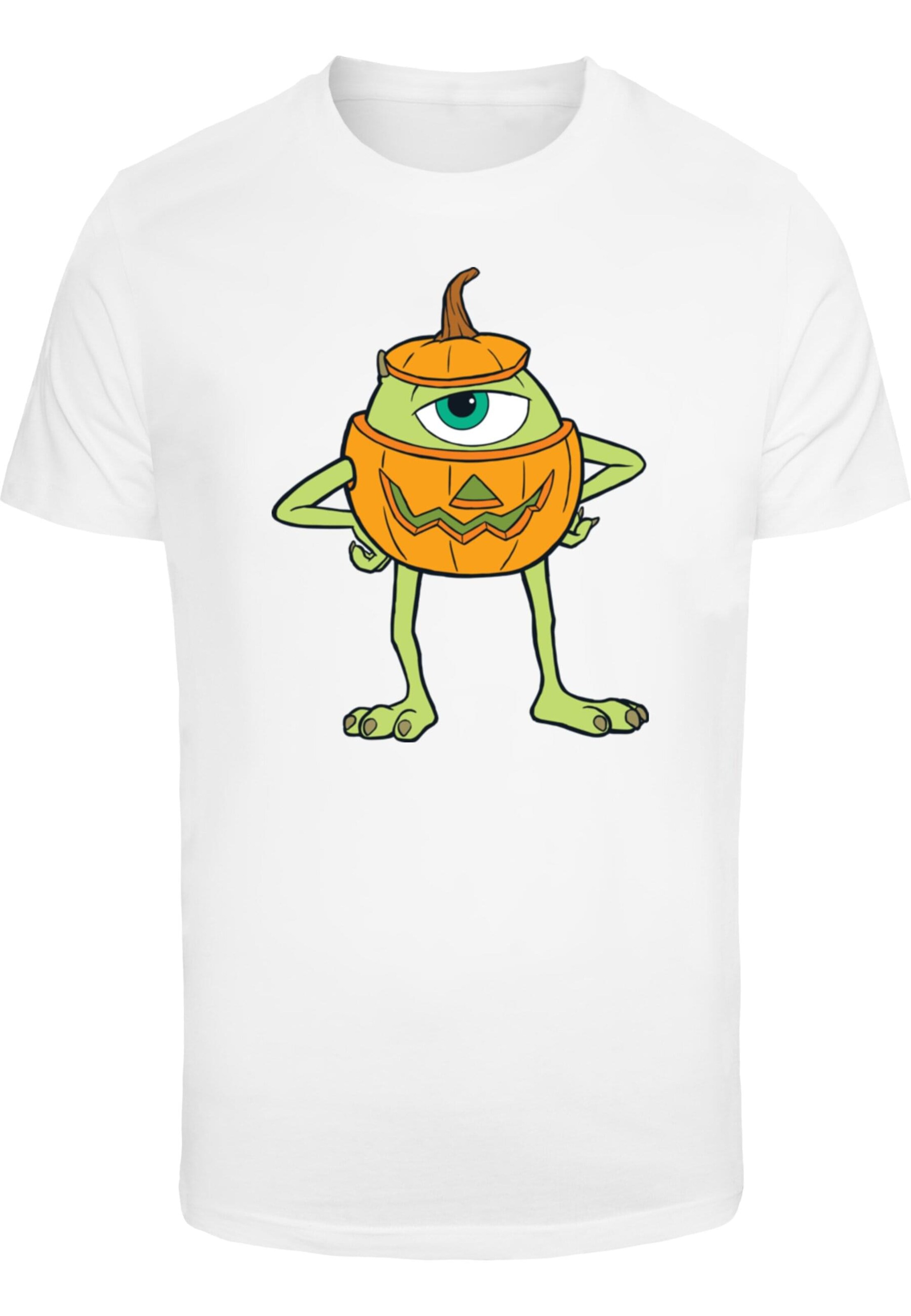 ABSOLUTE CULT Shirt 'Mike Halloween Pumpkin' in Wit: voorkant