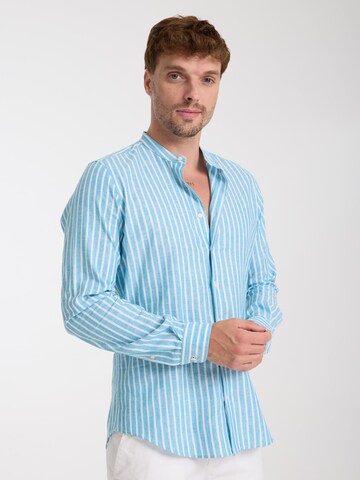 Slim fit Camicia business 'Caravaggio' di 7Camicie in blu: frontale