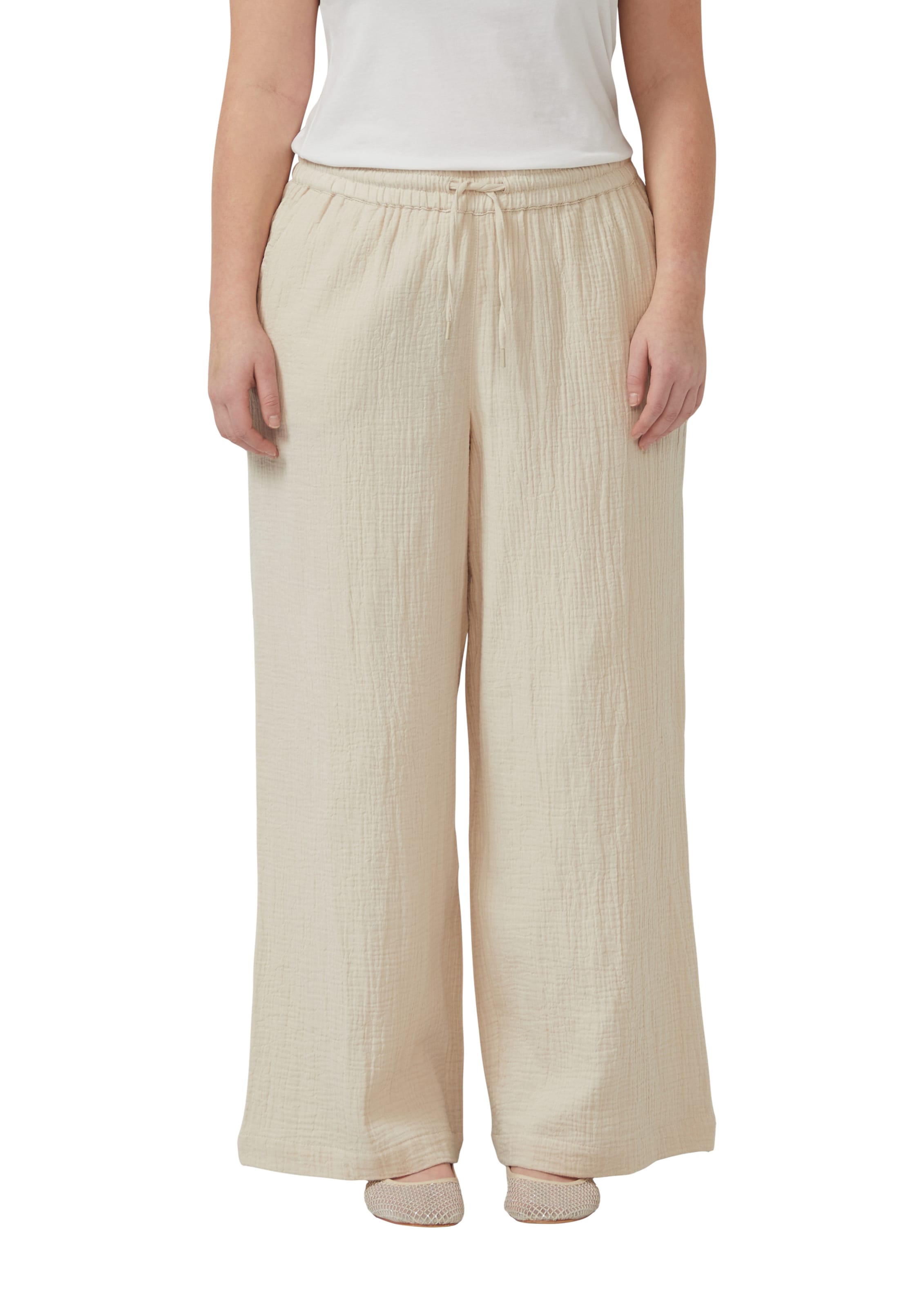 Wide Leg Pantalon QS en beige